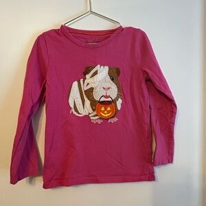 Mini Boden Pink Long Sleeve Halloween Tee with appliqué